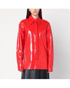 Jil Sander Shiny Linen Shirt With Tie - Red