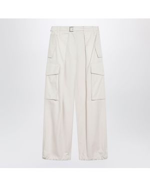 Loewe Ivory Cotton And Silk Cargo Pants - White