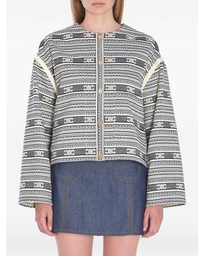 Celine Triomphe Wool And Cotton Jacket - Gray