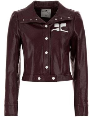 Courreges Aubergine Vinyl Blazer - Red