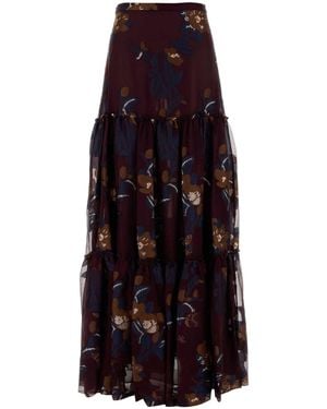 Etro Embroidered Chiffon Skirt - Purple