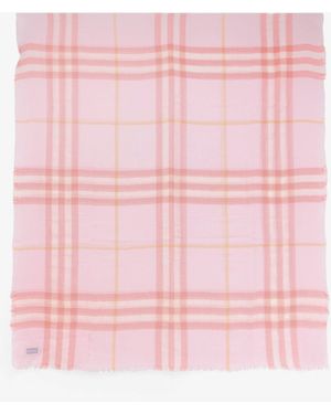 Burberry Wool Scarf With Check Motif - Pink