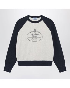 Prada Natural/ Cotton Crewneck Sweatshirt - Blue