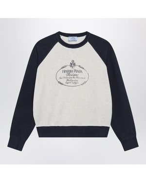 Prada Natural/ Cotton Crewneck Sweatshirt - Blue