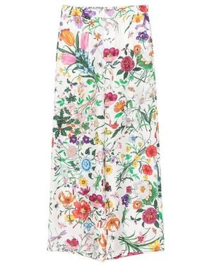 Gucci Printed Silk Twill Pants - White