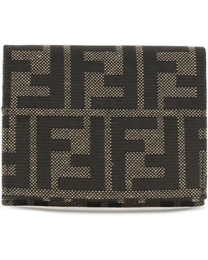 Fendi Ff Jacquard Card Holder - Gray