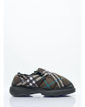Burberry Check Nylon-Blend Pillow Mule - Gray