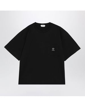 Versace Cotton Jersey T-Shirt With Medusa Embroidery - Black
