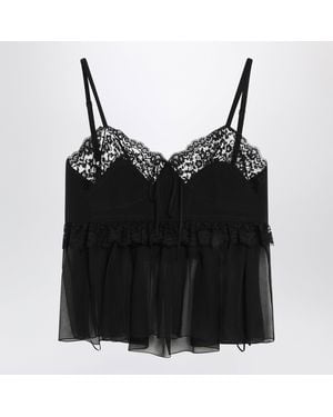 Chloé Silk Crãªpe De Chine Top With Thin Straps - Black