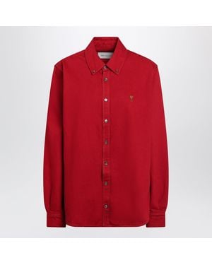 Ami Paris Ami De Cœur Ruby Cotton Shirt - Red