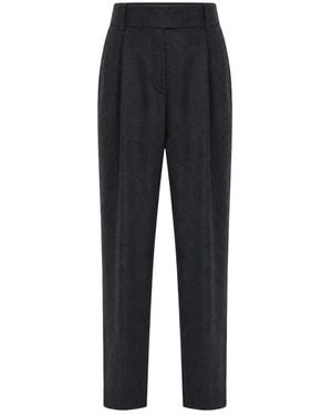 Giorgio Armani Tailored Wool Pants With Pleats - Black