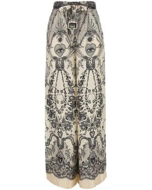 Zimmermann Tallow Printed Silk Wide-Leg Pants in Pink | Lyst
