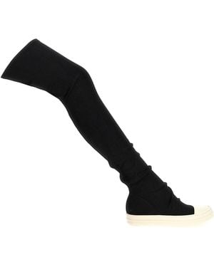 Rick Owens 'High Sock Sneaks' Denim Boots - Black