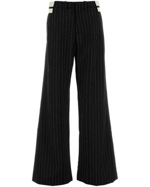 Jean Paul Gaultier Embroidered Wool Striped Pants For - Black