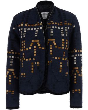 forte_forte Forte_Forte 'Samarcanda' Jacket With Geometric Embroidery With Beads - Blue