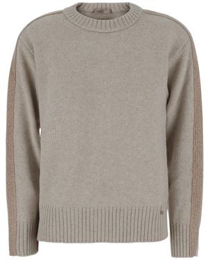 Herno Wool Crewneck Pull With Round Neck And Long Sleeves - Gray