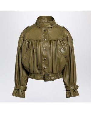 Chloé Eucalyptus Cropped Jacket With Leather Belt - Green