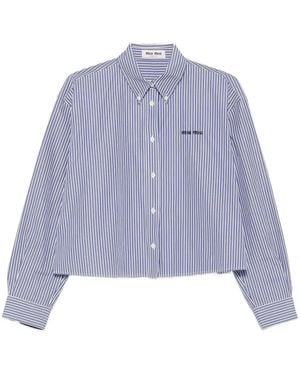 Miu Miu Micro Pinstripe Poplin Shirt - Purple