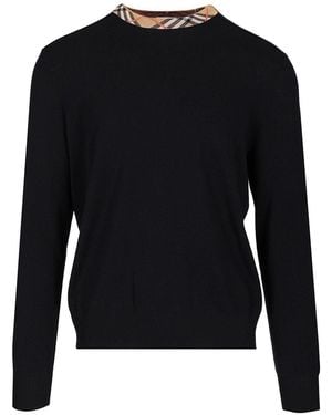 Burberry Crewneck Wool Sweater - Black