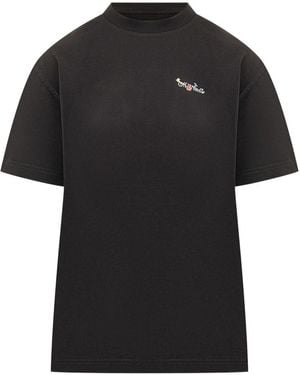 Off-White c/o Virgil Abloh Arrow Glass Flower Cotton Logo T-Shirt - Black