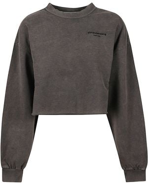 Alexander Wang Cropped Sweatshirt With Logo - Gray