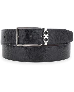 Ferragamo Reversible Belt With Gancini Buckle - Black
