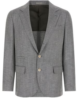 Brunello Cucinelli Deconstructed Single-Breasted Blazer - Gray