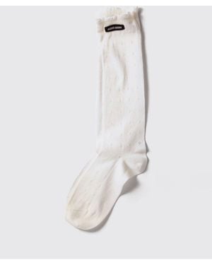 Miu Miu Cotton Pointelle Socks With Logo - White