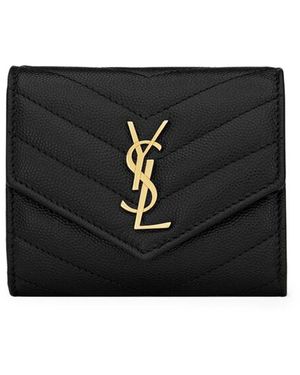 Saint Laurent Cassandre Matelassé Multi-Folded Wallet - Black