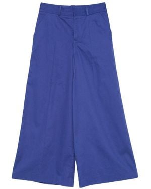 Celine Cotton Wide-Leg Pants - Blue