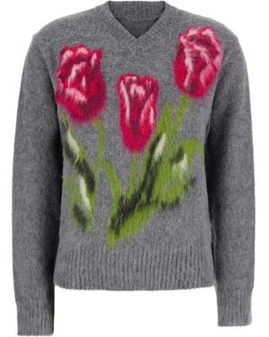 Maison Margiela V-Neck With Long Sleeves And 50% Wool - Gray