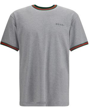 Gucci Cotton T-Shirt With Embroidered Logo - Gray
