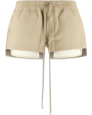 Rick Owens Lamb Leather Bermuda Shorts - Natural