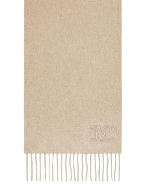Max Mara Cashmere Stole With Monogram Embroidery - White