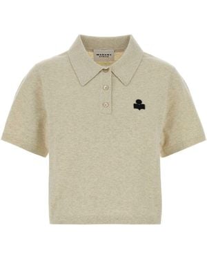 Isabel Marant Melange Cotton Blend Althea Polo Shirt - White