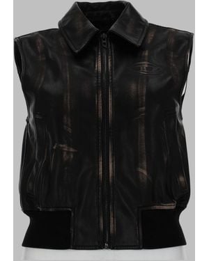 DIESEL Distressed Mini Gilet Bomber For - Black