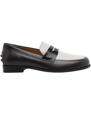 Tod's Logo Leather Loafers - Black