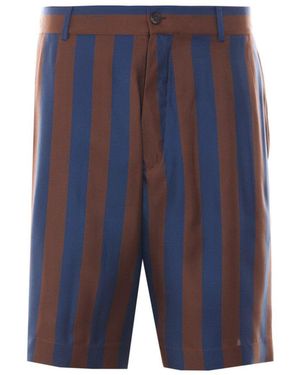 Fendi Pequin Stripes Silk Bermuda - Blue