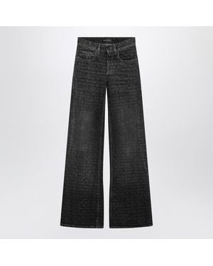 Balenciaga Washed Jeans With Jacquard Logos - Gray