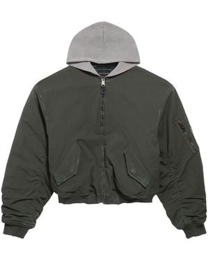 Balenciaga Hooded Standard Bomber Jacket - Gray