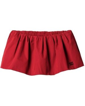 Miu Miu Cotton Mini Skirt - Red