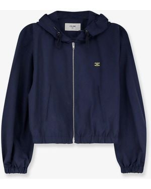 Celine Cotton Blend Jacket With Logo - Blue