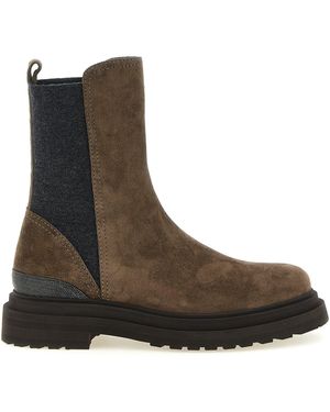 Brunello Cucinelli 'Precious Detail' Ankle Boots - Brown