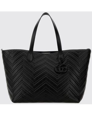Gucci Gg Marmont Matelasse Nappa Chevron Shoulder Bag - Black