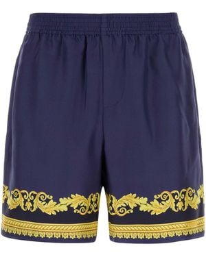 Versace Silk Bermuda Shorts - Blue