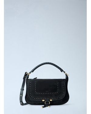 Chloé Chloé Marcie Medium Studded Suede Shoulder Bag - Blue