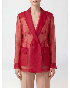 Max Mara Double Breasted Wool Blazer - Red