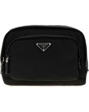 Prada Canvas Beauty Case With-Tone Hardware, 22 X 17 X 8 Cm - Black