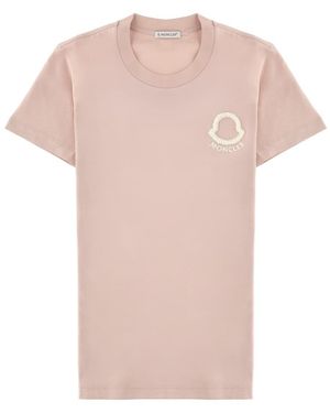 Moncler T-Shirt Con Logo Ricamato - Pink