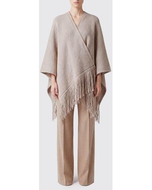 Max Mara Knee-Length Wrap Cape - Natural